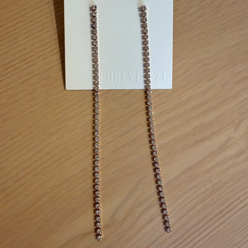 Forever 21 Gold Rhinestone Chain Earrings (FREE with purchase from my closet!)